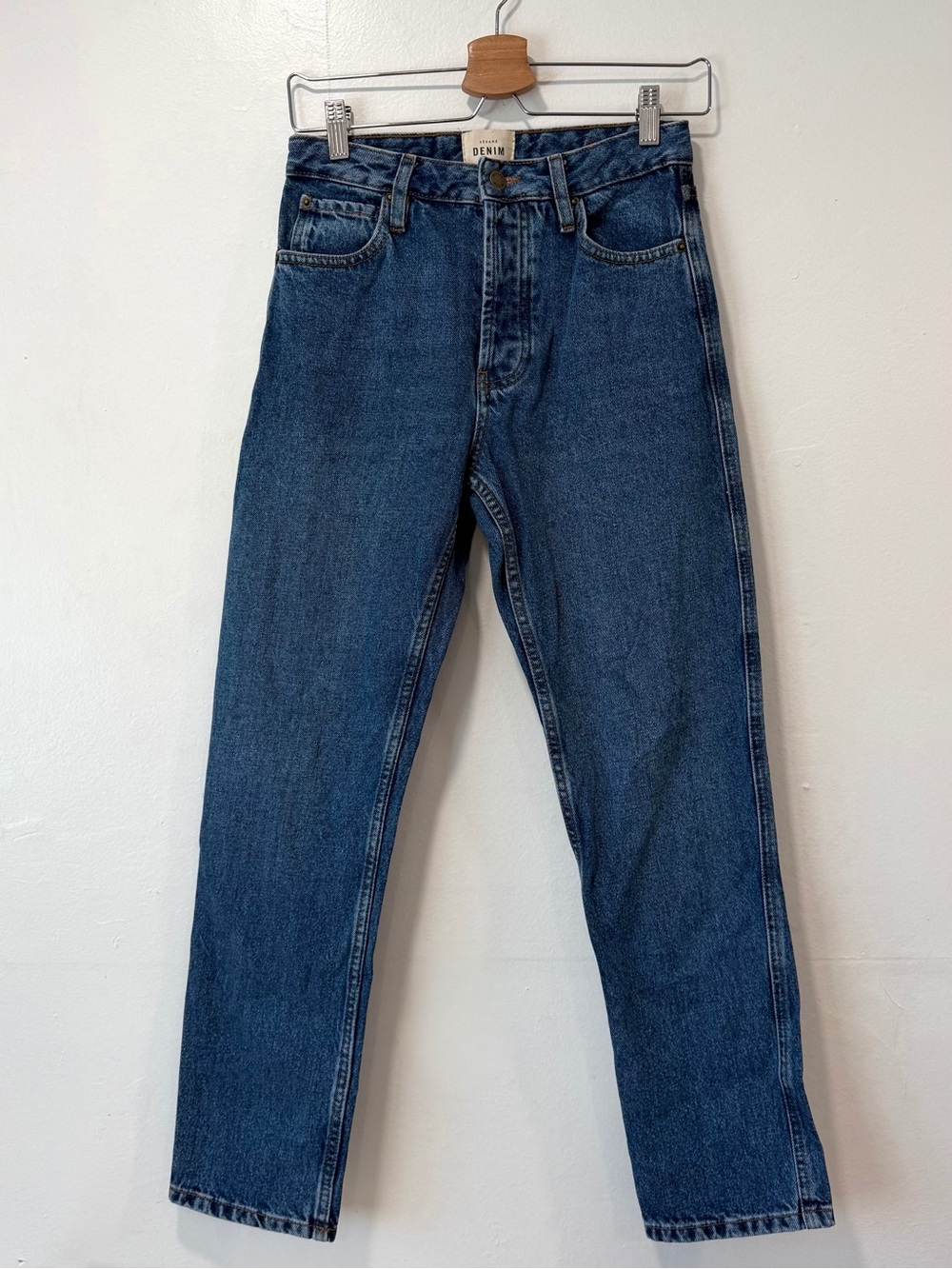 Sezane Women's Blue High-Rise Straight-Leg Denim Jeans